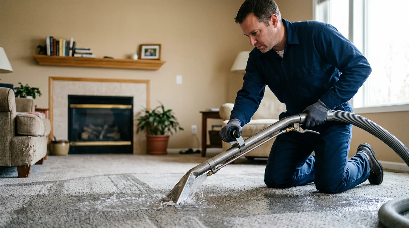 Water damage restoration technician working near Mertzon, TX